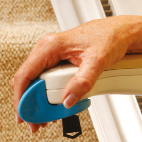 Easy to use toggle on the arm rest of the stairlift for easy access
